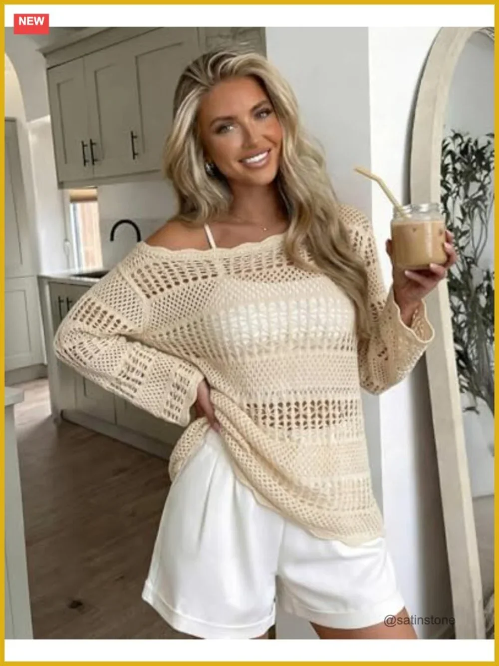 Crochet Cover Up Swim Coverup Off Shoulder Knit Top Beach Vacation Outfit